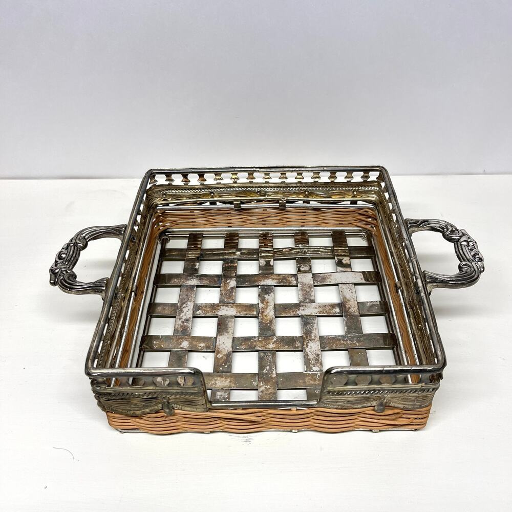 Vintage Studio Silversmiths Silverplate Napkin Tray with Handles